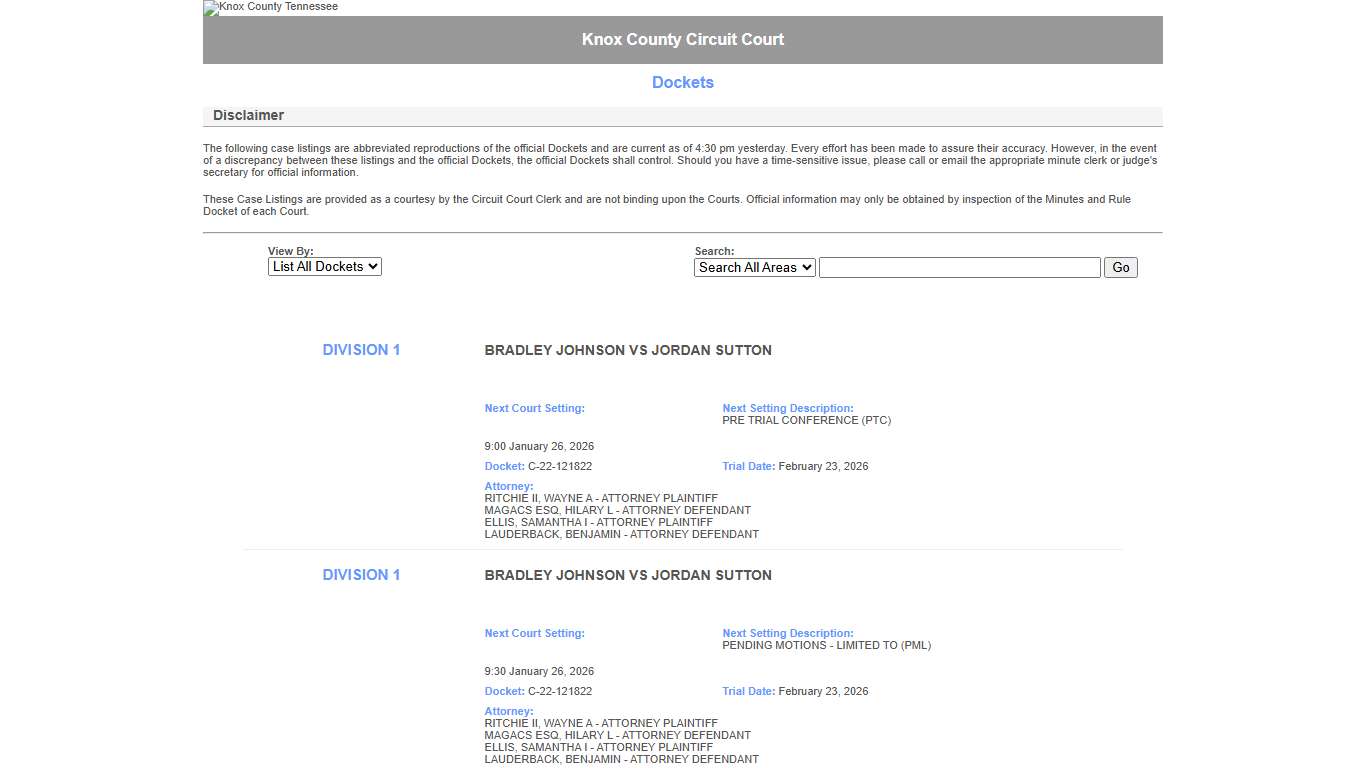 Applications - Courts - Knox County Tennessee